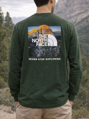 The North Face Dark Green Graphic Long Sleeve Tee - Size XL